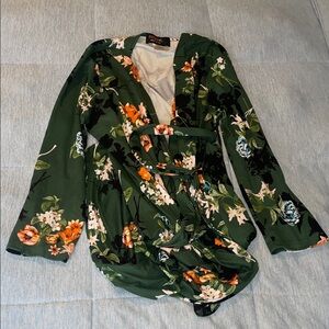 Renee C. Green Floral Long Sleeve Dress
